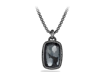 Black Gold Plated Black Cushion Cut and CZ Pendant